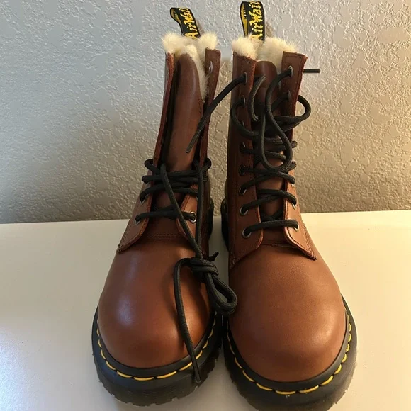 Brown Fur-Lined Dr Martens - Picture 3 of 4